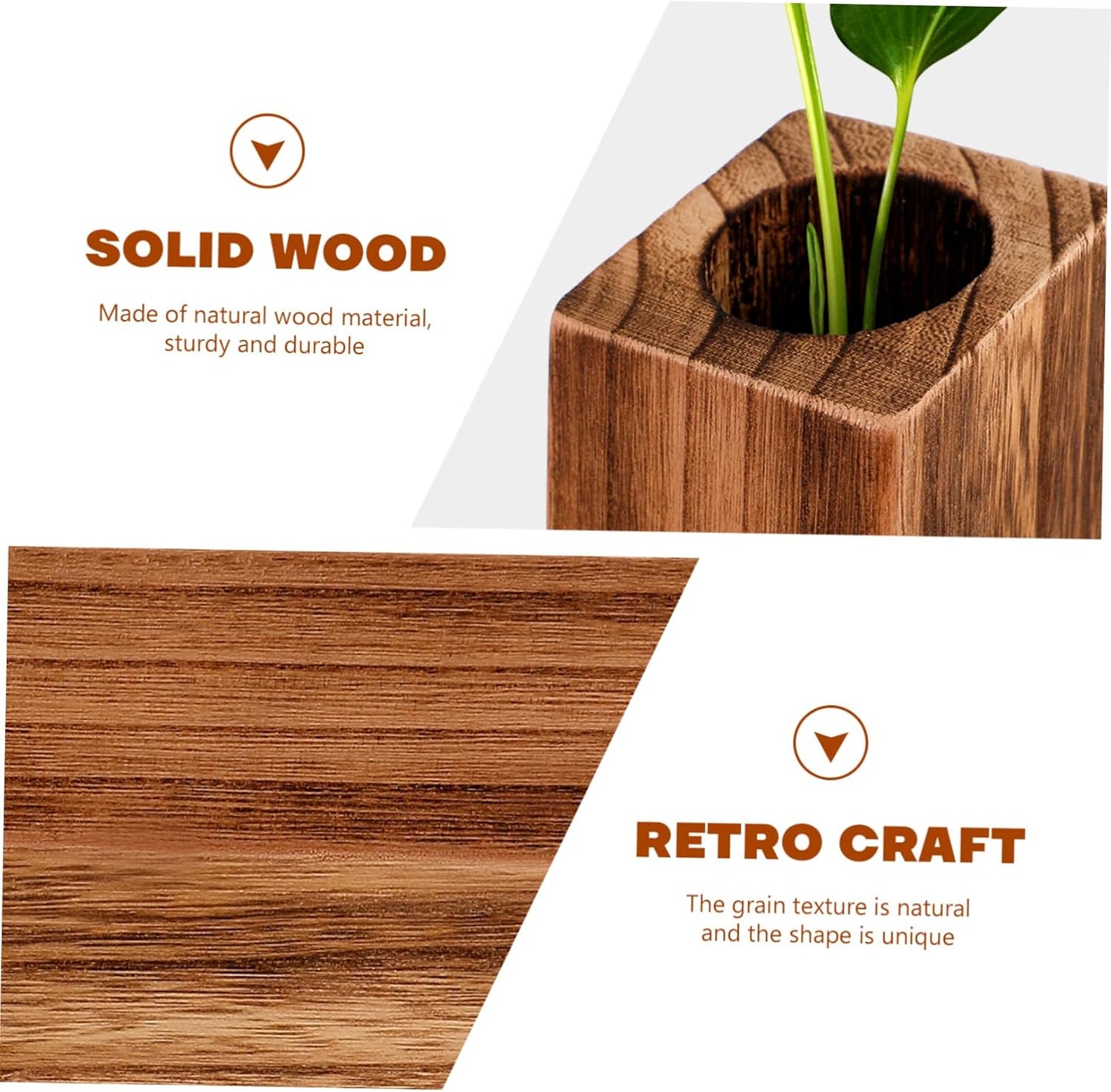 Desktop Wooden Flower Vases - Creative Flower Holder Home Decor, Decorative Plant Pots, Tabletop Decoration