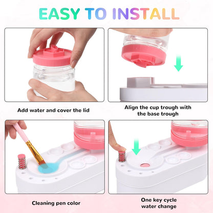 Painting Station, Including Paint Brush Cleaner, 20"×16" Silicone Painting Mat,12-Color Acrylic Paint, 10 Paint Brushes,1 Absorbent Sponge, DIY Painting Gift for Adult Artist Beginners