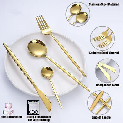 600-Piece Food Grade Gold Silverware Set, Luxury Flatware Set for 120 - Premium Stainless Steel Cutlery Set with Spoons Forks Knives, Shiny Gold Polished Kitchen Utensils for Home Restaurant Hotel