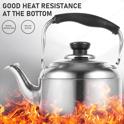 KALLORY 1pc Stainless Steel Teapot, Water Kettle for Stove Top Camping