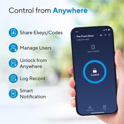 ULTRALOQ U-Bolt Pro WiFi Smart Lock with Door Sensor, Built in Wi-Fi Smart Deadbolt Lock for Front Door with Fingerprint ID, App Remote Control, Share Access, Auto Unlock, Auto Locking, Backlit Keypad