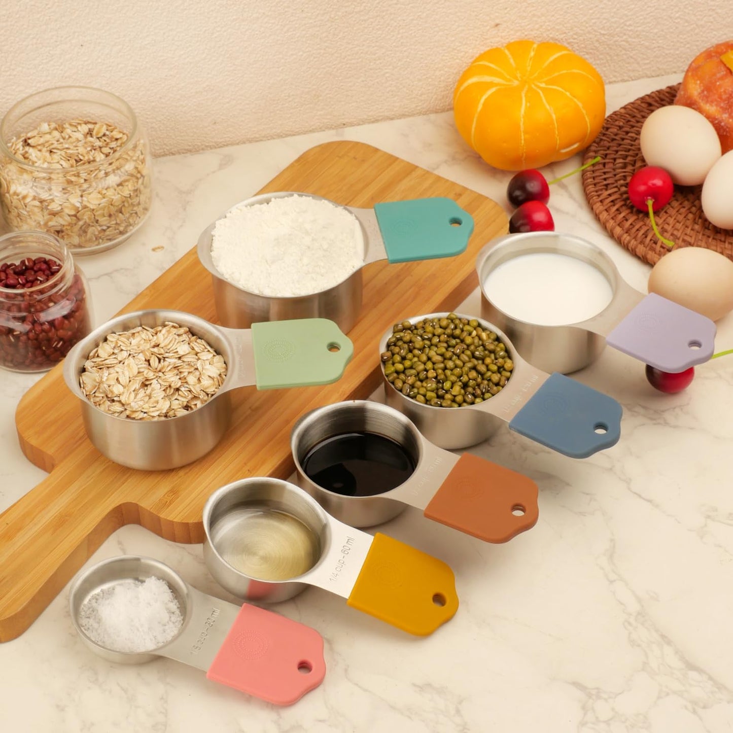 16 Pcs Magnetic Measuring Cups and Spoons Set,Stackable Metal Measure Cup for Measuring Dry and Liquid Ingredients,Kitchen Dry Food, Cooking Baking Measurements