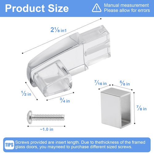 Clear Acrylic Shower Door Towel Bar Brackets, with Bright Chrome Sleeve, Fit for Alumax/Basco Framed Sliding Shower Door Towel Rod Replacement （2 Pack）