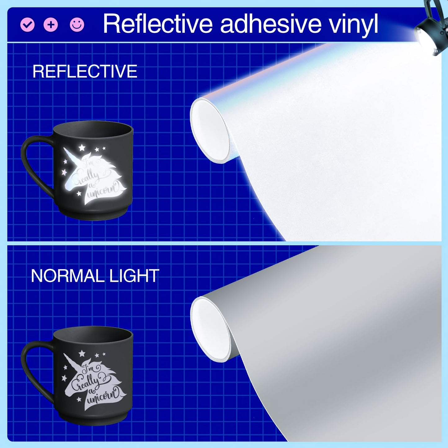 VINYL FROG Reflective Silver Adhesive Vinyl 12 inches x 6 FT Roll, Flashlight Sensitive Craft Vinyl for Decals, Cars, Bikes, Motorcycles, Helmets, Mailbox, Reflective Tape Roll