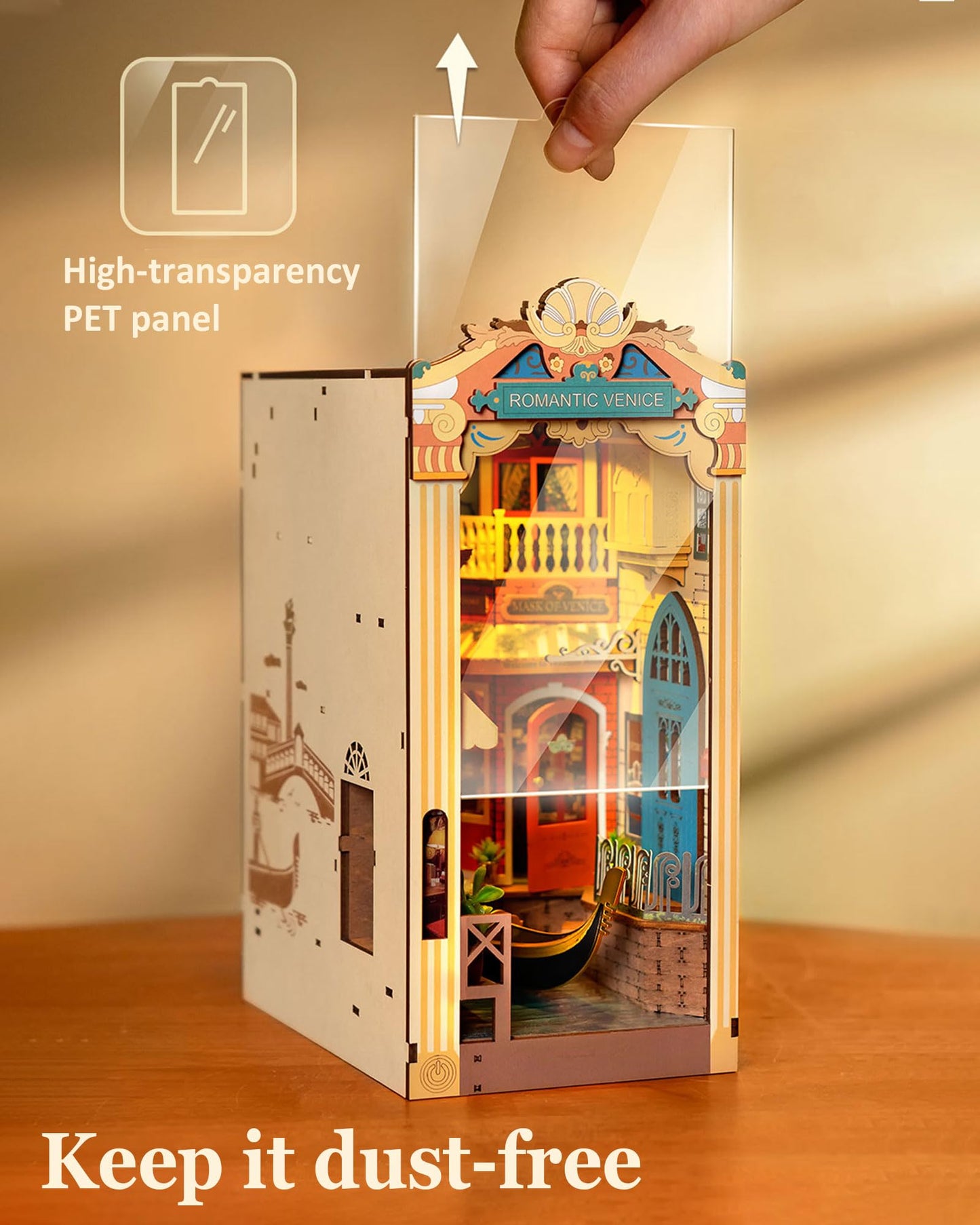 Rolife DIY Book Nook Kits for Adults 3D Wooden Puzzle-Bookshelf Insert Booknook-Miniature Kit-Gifts for Mom Dad Adults (Romantic Venice)