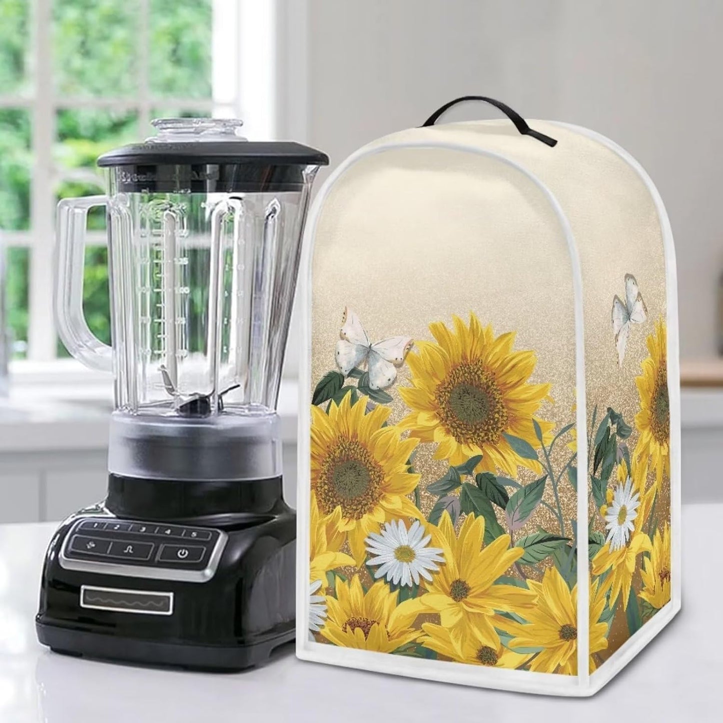 Butterfly Blender Dust Cover, Sunflower Fingerprint Protection Cover for Stand Mixer or Coffee Machine, Home Kitchen