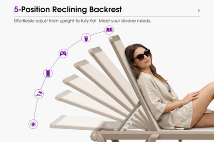 PURPLE LEAF Outdoor Chaise Lounge Chair Set of 2 Pool Lounge Chair with Champagne Aluminum Plastic Stackable Patio Lounge Chair for Poolside Sunbathing Beach Deck Yard, Beige