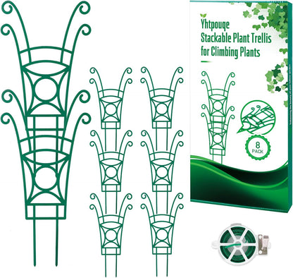 8 Pack Trellis for Potted Plants, Stackable Indoor Plant Trellis for Climbing Plants, Garden Trellis Outdoor for Flower