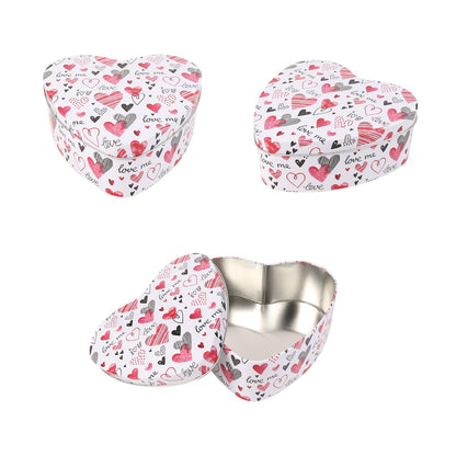 PHILPETY Decorative Heart Storage Box Rural Tin Gift Box Tinplate Candy Cookie Jars Square Storage Containers with Lids for Chocolate Candy Tea Coffee Cosmetics Jewelry Photos Gift Case 4Pcs