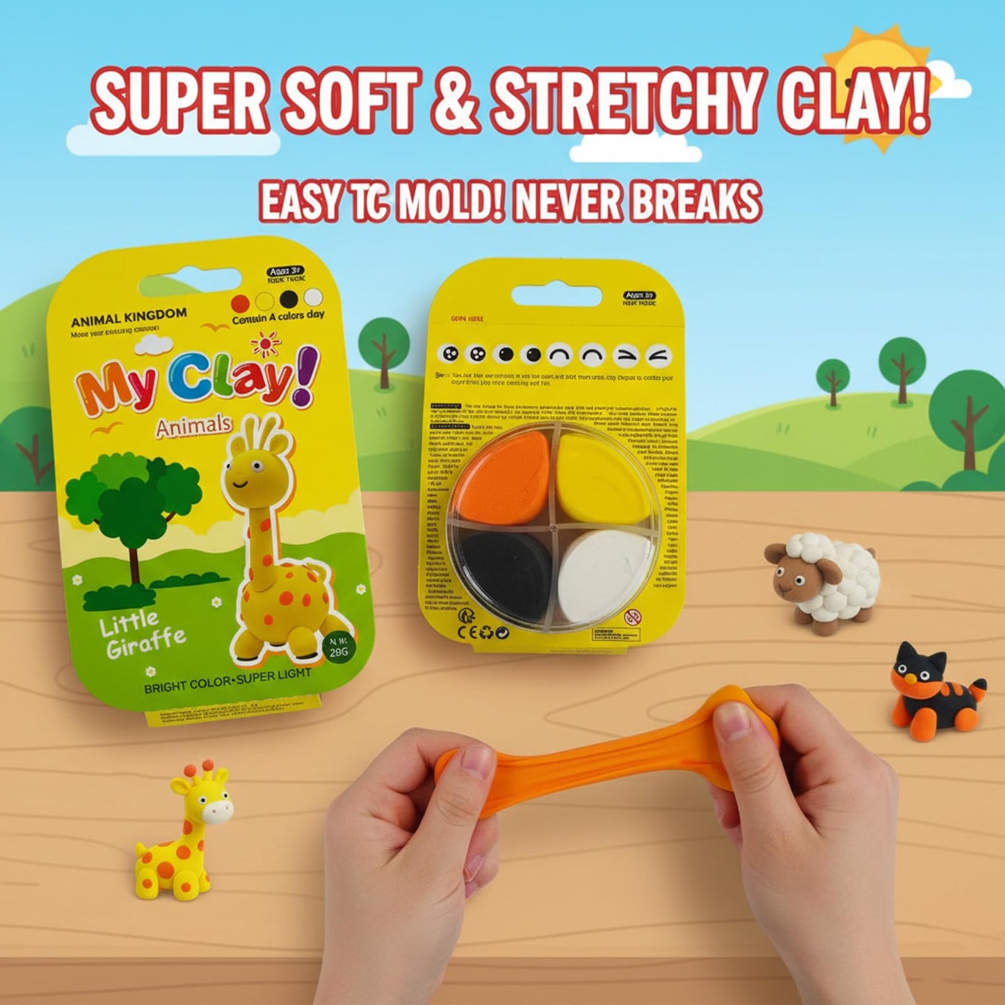 Air Dry Clay Kit, 12 Animals Kingdom Modeling Clay for Kids, DIY Model Magic Clay with Tools&Idea Cards, Soft&Non-Sticky, Safe&Non-Toxic Magic Clays, Creatible Art Crafts Toys Gifts for Boys Girls
