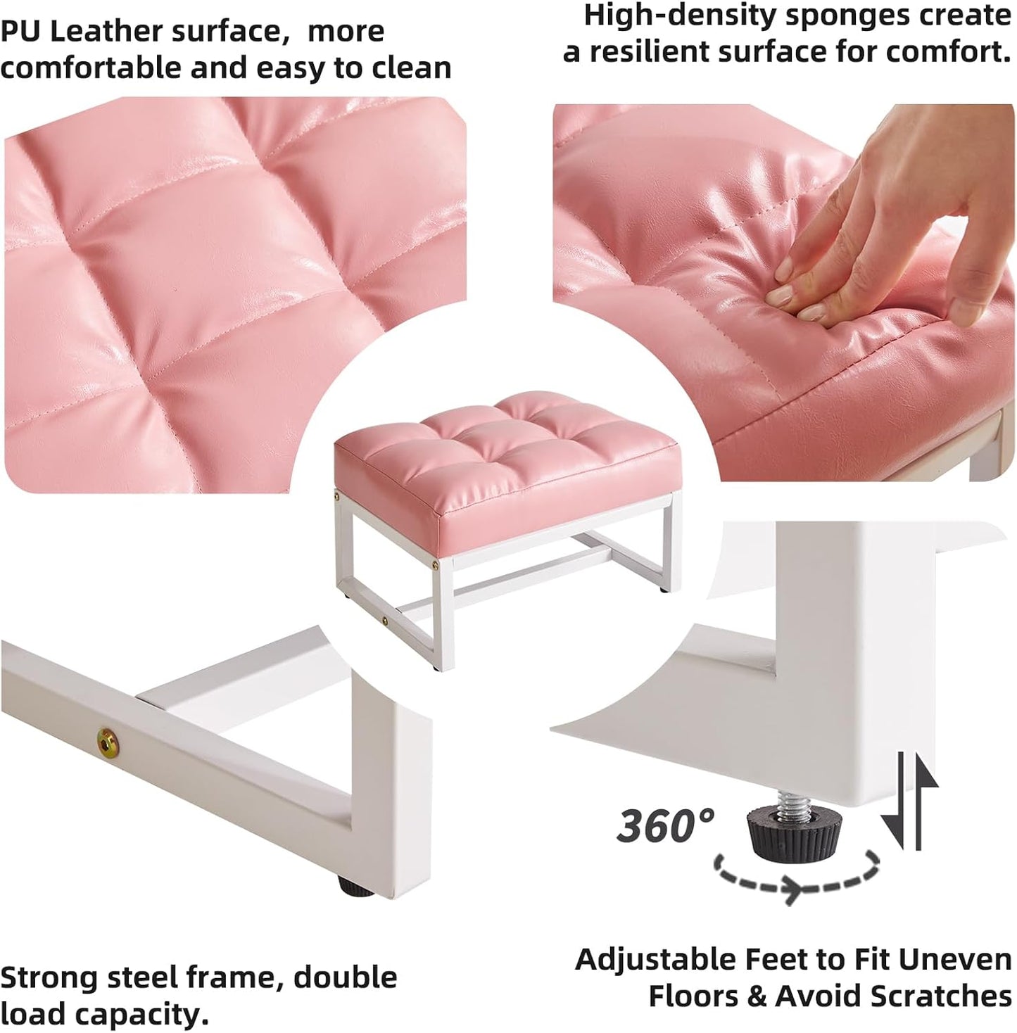 YD-JD139P Aibiju Small Footstool, Rectangle Ottoman with Faux Leather Padded Seat, Change Shoes Bench, Sofa Footrest