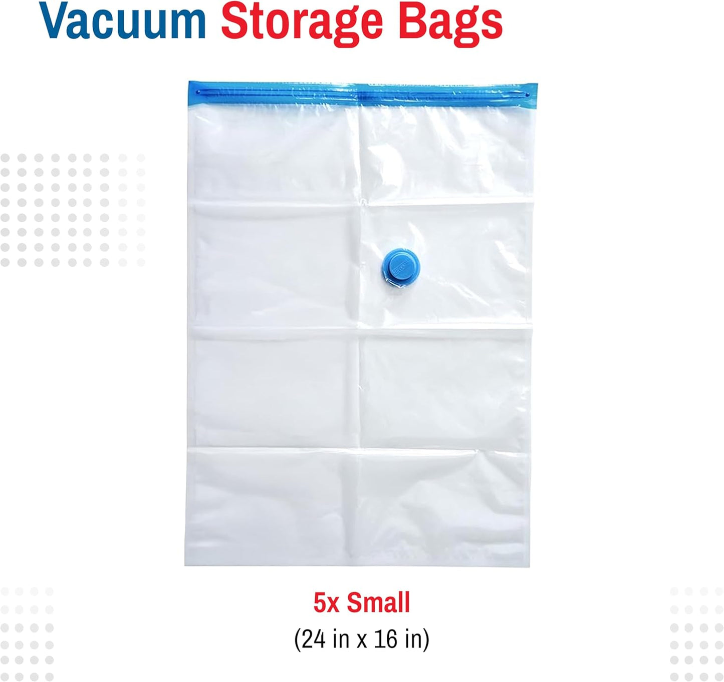 5 Pack Small Vacuum Storage Bags for Comforters, Blankets & Clothes, Vacuum Sealed Compression Bags