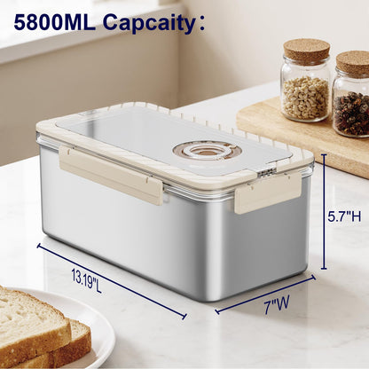 QCQHDU Bread Box, Time Recording 304 Stainless Steel Corner Fresh Bread Box Airtight Keeper Food Storage Container for Kitchen Countertop Homemade Breadbox BPA Free, 5800ML Large Capacity, 1 Pack