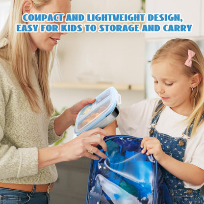 DOCMON Stainless Steel Snack Containers, 3 Compartments Reusable on and go Bento Box with Lids for Kids, Lunch Box Pre Meal Storage for School Office Outdoor Camping Travel - Blue