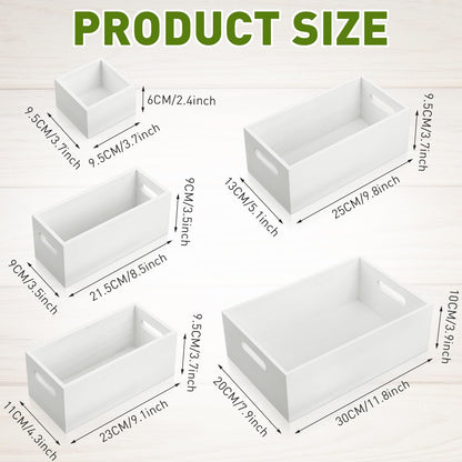 Yetene Set of 6 Wood Storage Boxes with Handles Wooden Nesting Crates Rustic Farmhouse Storage Container for DIY Crafts Party Home Table Decoration Display(White)