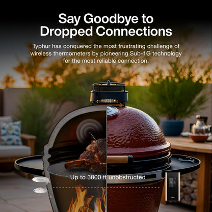 Typhur Sync Gold Wireless WiFi Meat Thermometer, 2 Slim Probes, 6 Sensors, 10x Stronger Signal, ±0.5℉ Accuracy, Smart Base Direct Setup, Reliable Reading Through Kamado Grill BBQ Oven Smoker Air Fryer