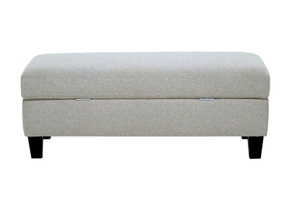 GDFStudio 48.6" Storage Ottoman Bench with Hidden Storage, Upholstered Rectangle Ottoman Foot Stool, End of Bed Bench with Solid Wood Legs for Bedroom Living Room Entryway, Easy Assembly, Pebble Gray
