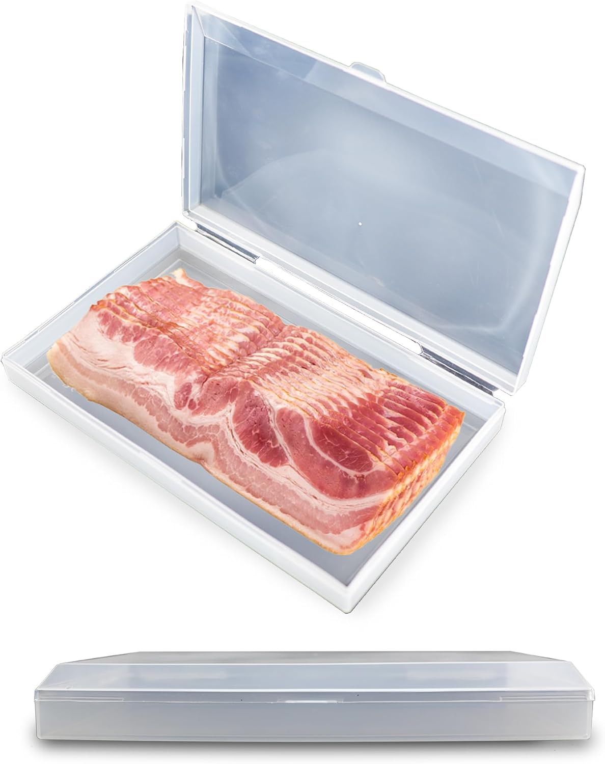 1-lb 11x6.5-Inch Iconikal Bacon Saver Deli Meat Storage Container Capacity Snap-Tight Clear Lid Dishwasher Safe