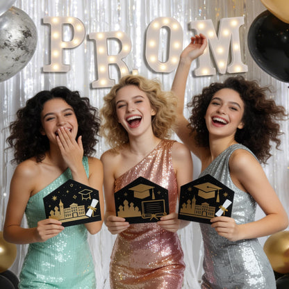 CDIXlmuz Prom LED Marquee Sign Light Up Letters, LED Prom Sign Marquee Letters Lights, White Letter Lights for Graduation Decorations, Class of 2026 Light Up for High School College Graduation Party