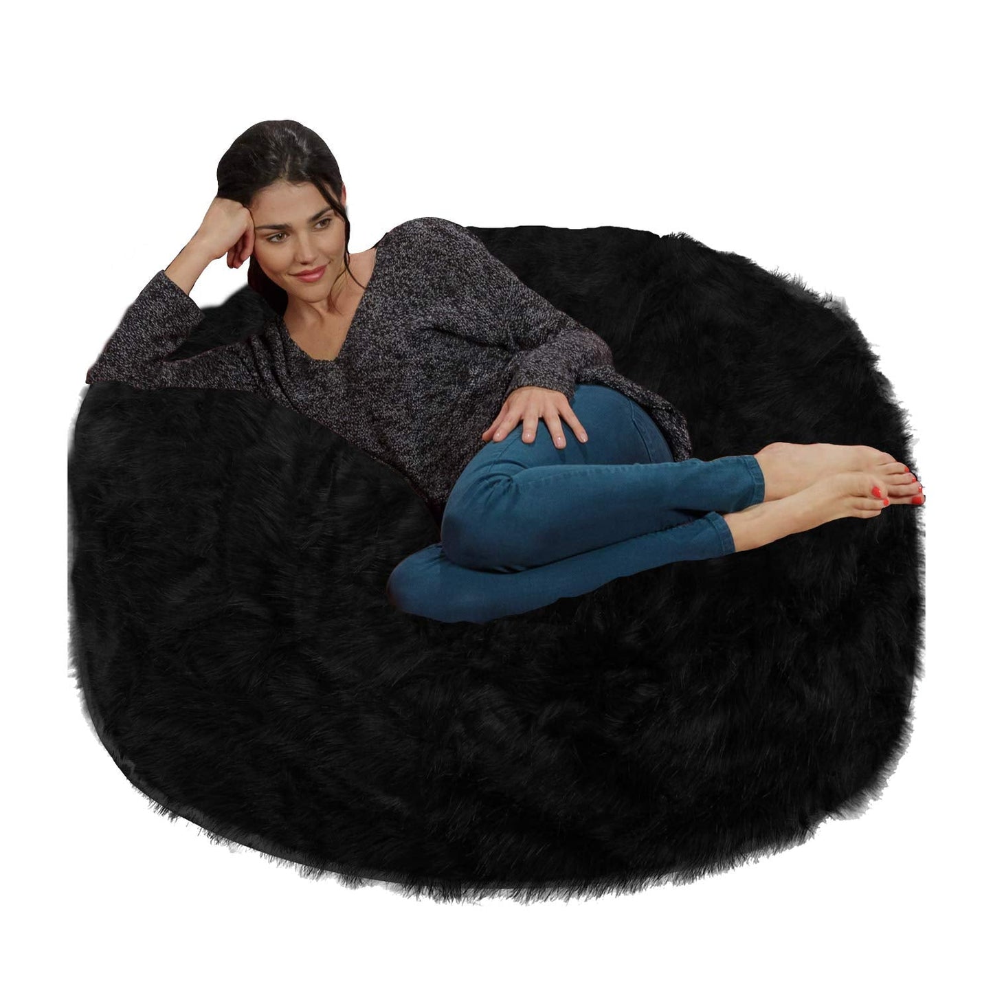 Chill Sack - Bean Bags Memory Foam Bean Bag Chair, 4-Feet Plush Faux Fur Cover