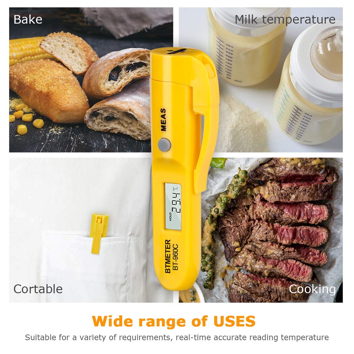 Mini Digital Infrared Thermometer, BTMETER BT-960C Temperature Pen for Instant Read Cooking, BBQ, Wine