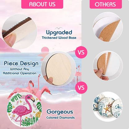 YLOLUL 10 Pc Flamingo Coasters Kit with Holder - Beginner & Kid Friendly Art Craft Gifts