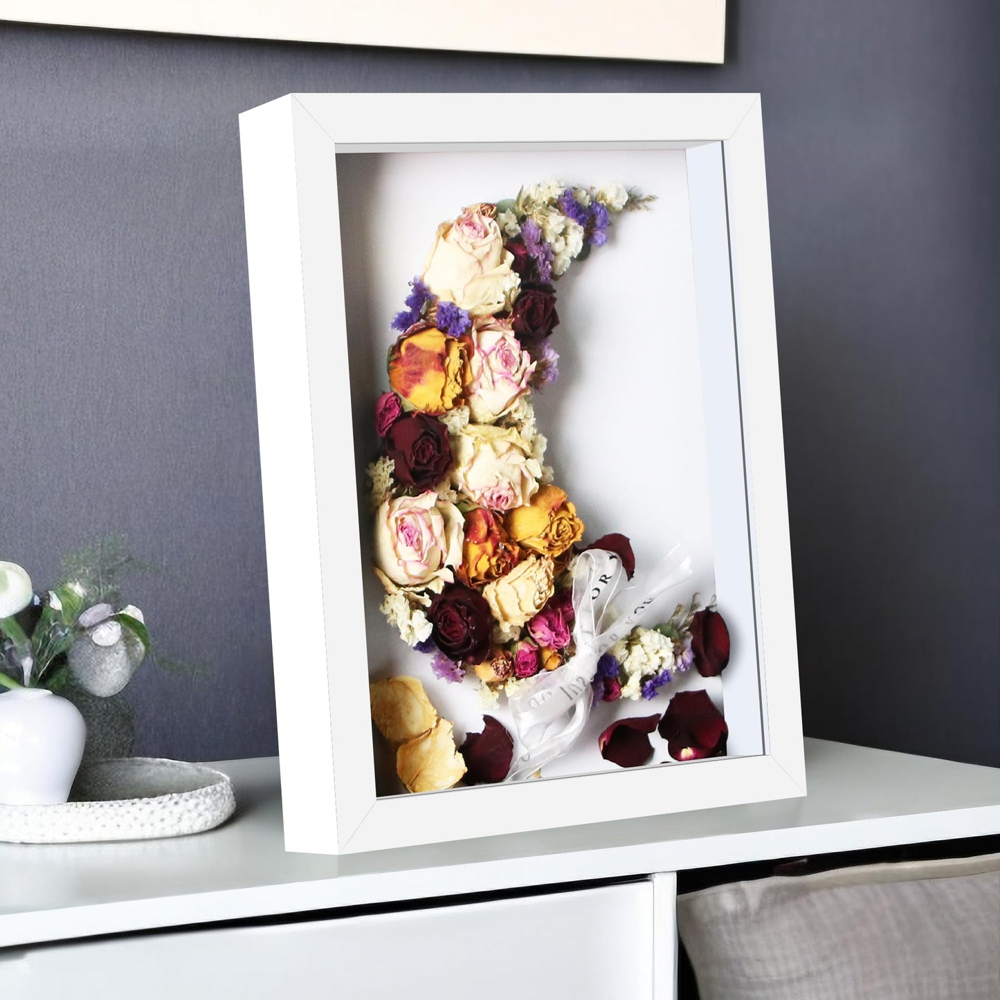Picrit Shadow Box Frame 11x14, Display Case Box with High Definition Real Glass and Black Back for Memorabilia, Baby Items, Wedding Memories, Crafts, Tickets and Photos, White