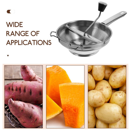 Lurrose Manual Potato Presser Stainless Steel Ricer for Home Kitchen - Easy Crank Potato Masher for Mashed Potatoes Sweet Potatoes Squash and Vegetables - Aluminum Alloy 13.77X7.59X2.75 Inch
