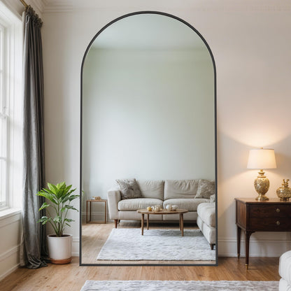 Novlux Full Length Mirror, 81" x 41" Arched Full Body Mirror Large Standing Floor Mirrors, Mirrors for Bedroom, Bathroom, Living Room Standing or Wall Leaning, Black