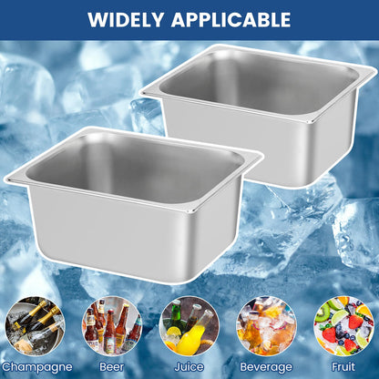 2 Pack Ice Bucket for Freezer,Freezer Ice Bin (large),Ice Buckets for Parties,Champagne Bucket,Stainless Steel Ice Bin for Freezer,Suitable for parties, picnics,and kitchen storage