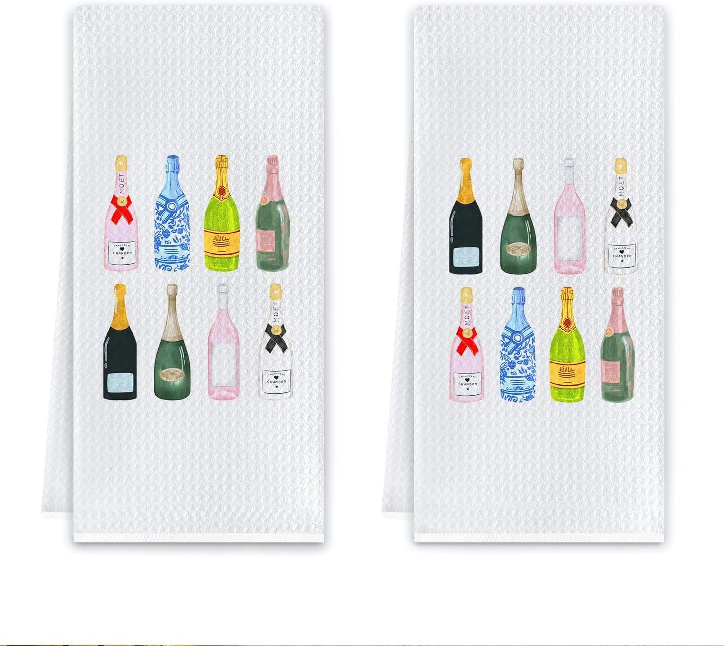 16x24 Inch Set 2 Champagne Accessories Kitchen Towels, Champagne Gifts for Women Dish Tea Towels, Gifts for Wine Lovers