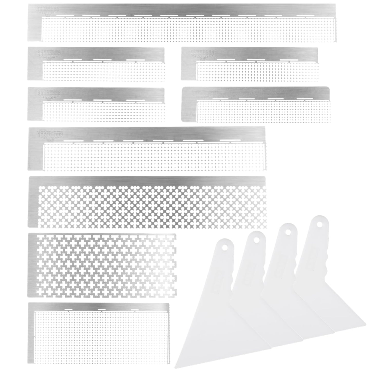 Varku Diamond Painting Ruler Set - 14 Pcs Stainless Steel Mesh Ruler With 4 Fixing Tools for Round & Square Drill Art