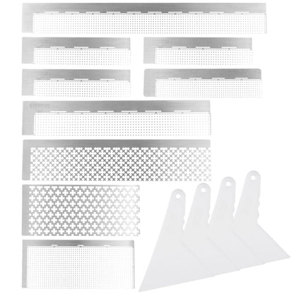 Varku Diamond Painting Ruler Set - 14 Pcs Stainless Steel Mesh Ruler With 4 Fixing Tools for Round & Square Drill Art