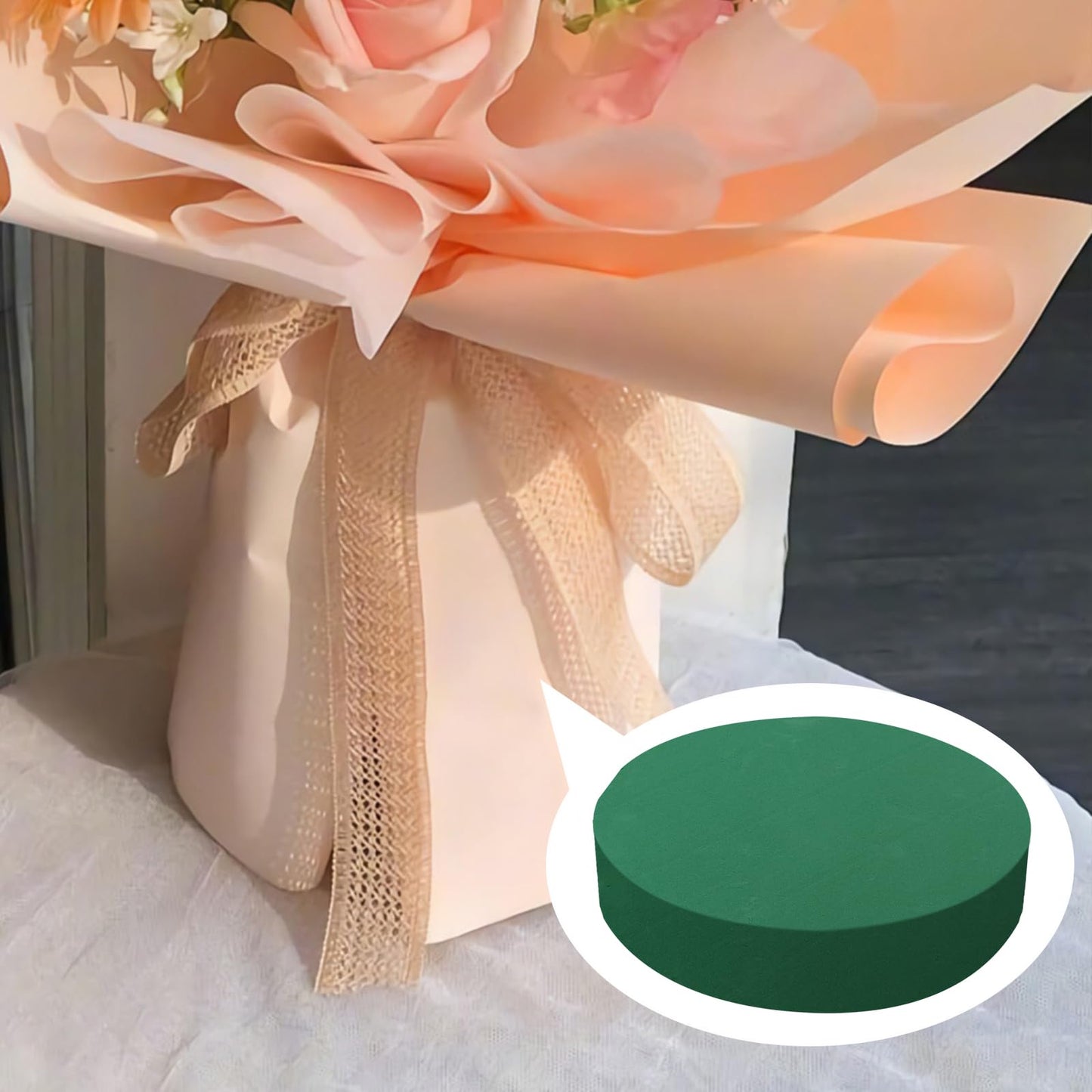 Pastlla 4 Pcs 10 Inch Floral Foam Blocks Large Dry and Wet Floral Foam for Diy Fresh Flowers, Artificial Flowers, Wedding Aisle Flowers Party Home Office Garden Decoration (Round)