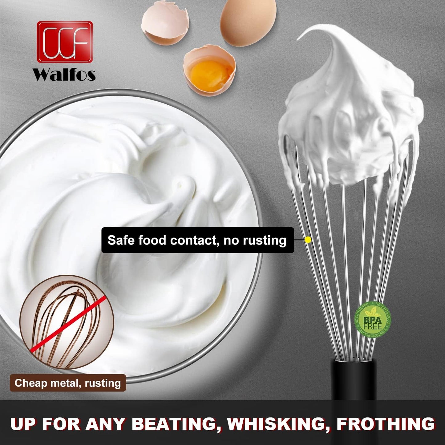 Stainless Steel Wire Whisk Set - 3 Packs (7"+9"+11") Balloon Whisk, Thick Wire Wisk & Strong Handles for Cooking,
