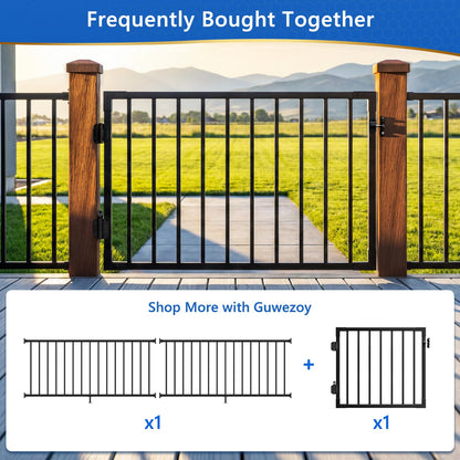 Guwezoy W.3ft x H.36in Outdoor Aluminum Deck Gate Kit, Cuttable Porch Gate with Latch and Auto-Close Hinge, AAMA 2604–Grade Texture Black Finish for Deck Railing, Patio, Porch, Garden & Yard