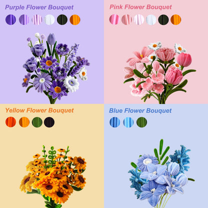 700 PCS Pipe Cleaner Flower Kit, Pipe Cleaners Craft Bulk 14 Colors Chenille Stems Flower Making Kit with 14 Flower Designs Guiding Book, Floral Stems & Craft Accessories for Art and Craft Supplies