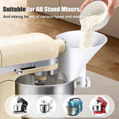 WANLISS Flour Funnel for Kitchen Aid Mixer,KitchenAid Accessories and Attachments for Multiple Stand Mixers 3.2Qt-7Qt,Wide Mouth Pouring Chute Durable Dishwasher Safe Baking Mothers Day Gift for Women