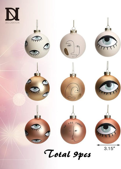 DN DECONATION White & Gold Glass Christmas Ornaments - 3.15" Xmas Tree Decoration Set
