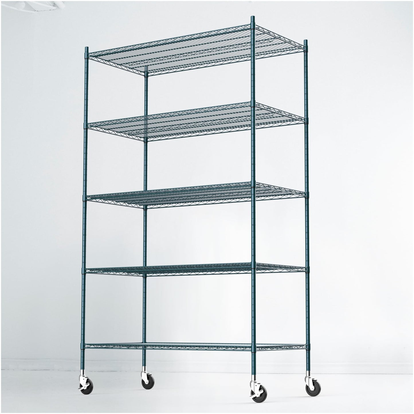 APLSS NSF 5-Tier Green-Epoxy Storage Shelves, 24"x60"x74", Moist&Dry Environments, Commercial Heavy Duty Steel Wire Shelving Unit with Wheels, Walk-in Cooler&Freezer Dishroom Kitchen