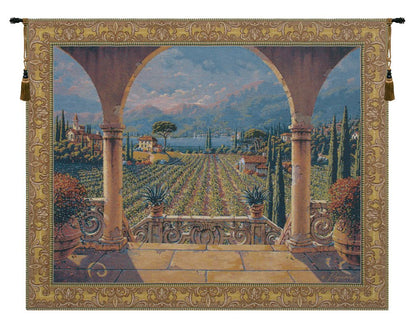 Lakeside Vineyard Belgian Tapestry Wall Hanging - 82 in. x 64 in. Cotton/Viscose/Polyester by Robert Pejman