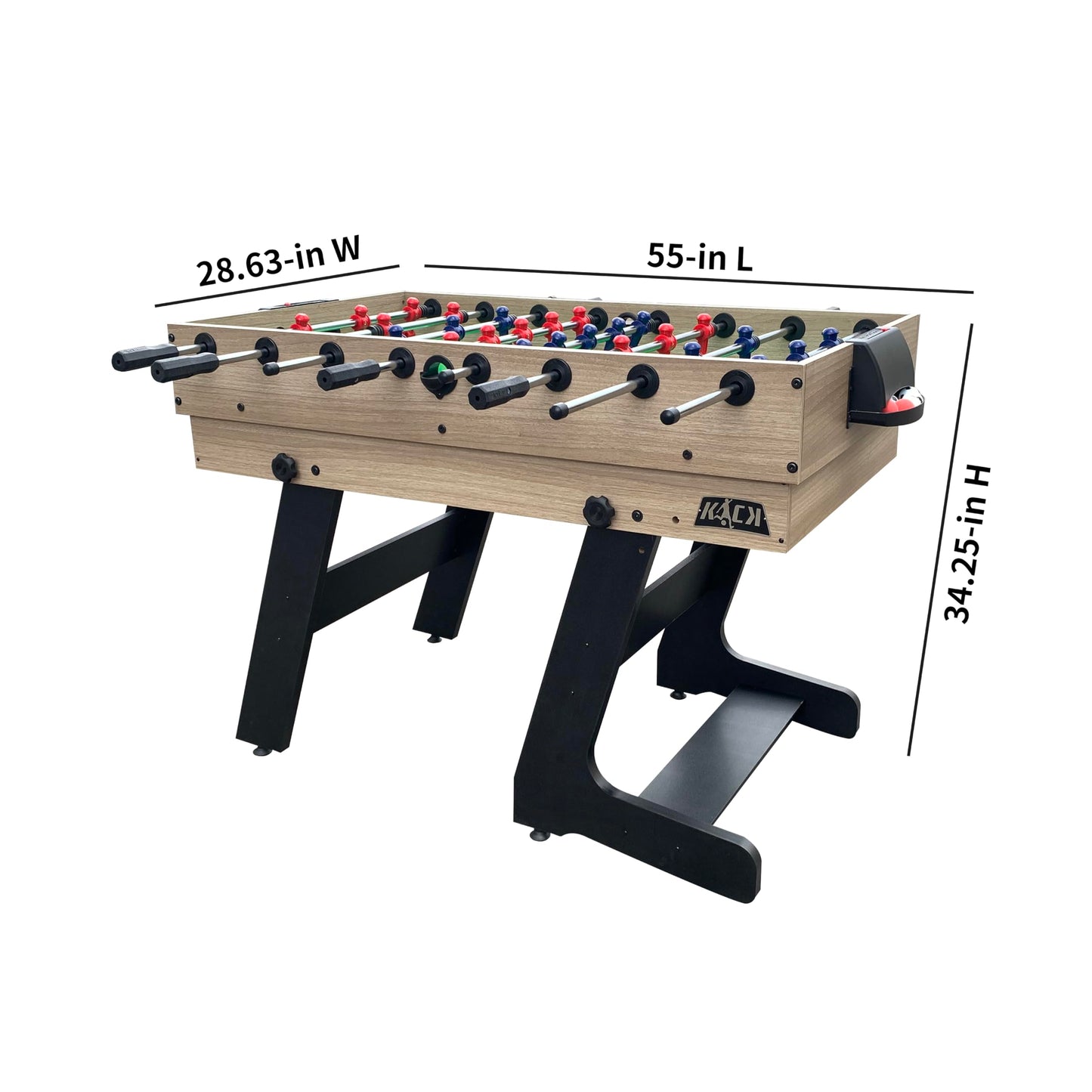 KICK Quatro 55" 4-in-1 Multi Game Table (Brown) – Foosball, Billiards/Pool, Push Hockey & Ping Pong