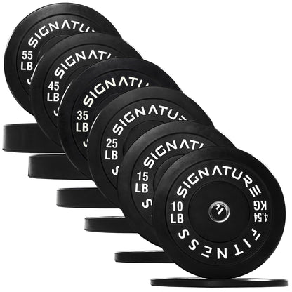 Fitvids Olympic Bumper Plates Set – 2" Weight Plates for Strength Training & Weightlifting – Set: 370 lbs – Black