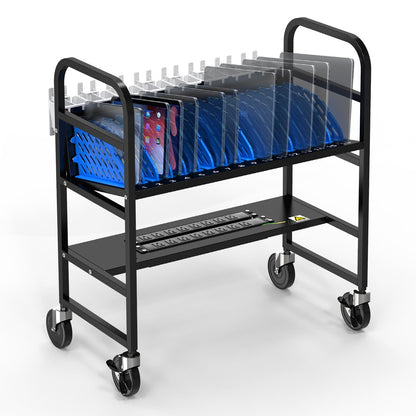 Metateel 16-Device Laptop and Tablet Charging Station, Open Charging Cart with Cord Charger Management, Grounding Protection - Chromebook Organizer for Classroom, Office and Libraries