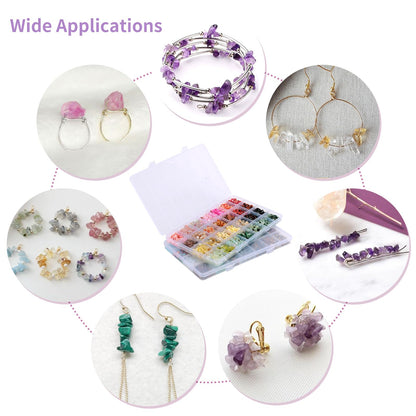 QUEFE Jewelry Making Supplies Kit 1800pcs 56 Colors Crystal Beads, Bracelet Making Kit Gemstone Chip Beads Irregular Natural Stone Jewelry Pliers, Beading Wire, Earring Hooks, Rings for DIY Crafter