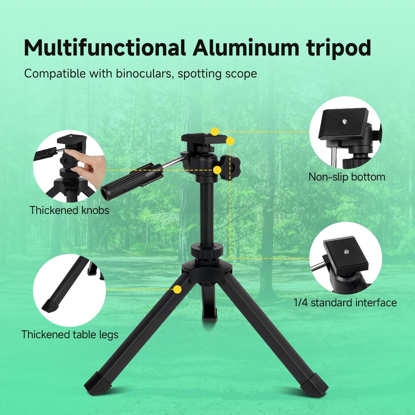 SVBONY SV28 100mm Spotting Scope, with Upgrade Tripod & 3-Axis Phone Adapter, Precise adjustment Aluminum Phone Adapter, Bold, elevable, 360° Adjustable Tripod, Scope for Target Shooting Bird Watching
