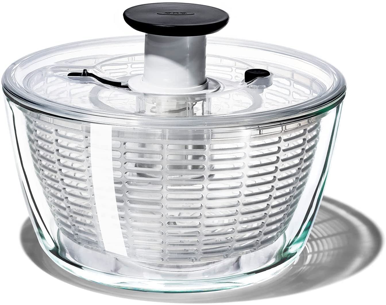 OXO Good Grips Glass Salad Spinner - Large 6.22-Qt Lettuce & Fruit Washer, Borosilicate Glass Bowl, BPA-Free, Easy Pump