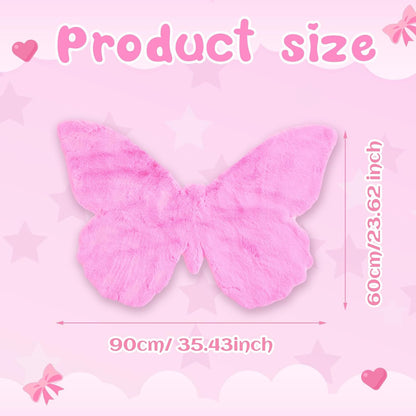 23.6 35.4 Inch Tinideya Butterfly Rugs for Girls Bedroom Cute Bright Pink Butterfly Area Rug with Serged Edge Soft Faux