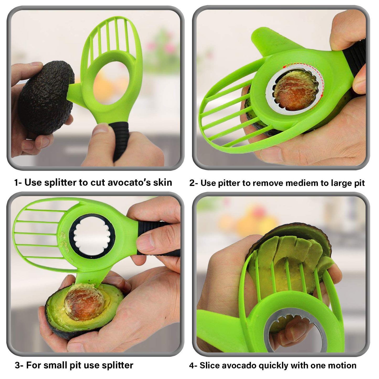 Avocado Slicer 3 Piece Set - Avocado Slicer Tool, Cutter, Knife, Peeler, Pitter, Cuber, Dicer & Avocado Keeper For Everything That You Will Ever Need For Your Avocados