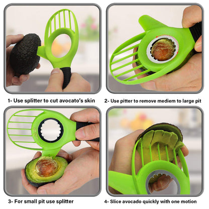 Avocado Slicer 3 Piece Set - Avocado Slicer Tool, Cutter, Knife, Peeler, Pitter, Cuber, Dicer & Avocado Keeper For Everything That You Will Ever Need For Your Avocados